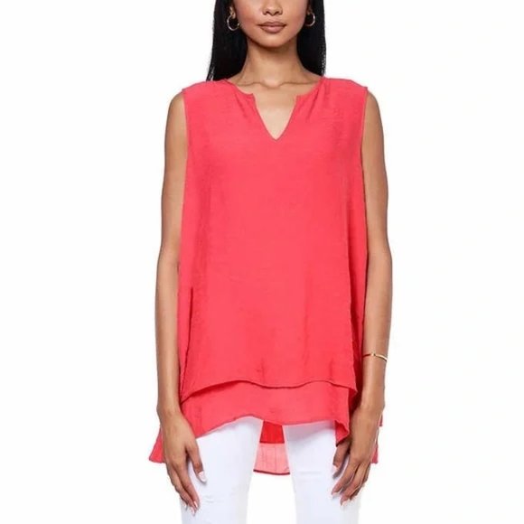 NWT Cristina B Women's Sleeveless Tunic Top Size Large, Watermelon $50 1B037 - Picture 1 of 3